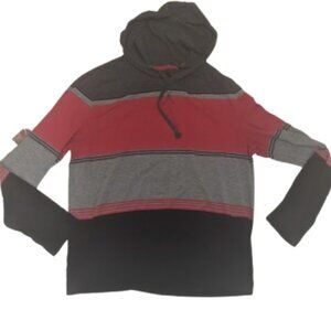 ---  Black Gray and Red Hoodie Hooded Shirt Men XL